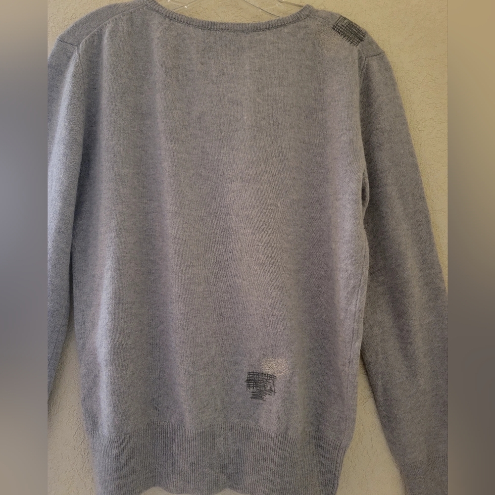 Each x Other Sweater Gray Patched 100% Cashmere Relaxed Fit V-neck Size XS - Picture 9 of 13